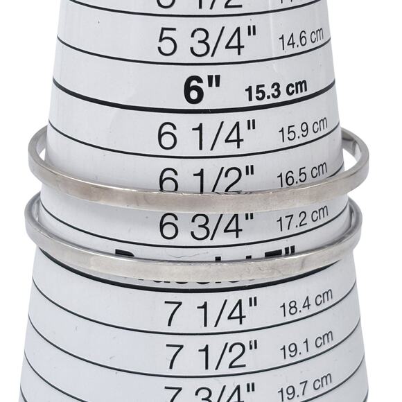 Estate Sterling Silver 925 Double Bar Open Cuff Bracelet 6.75" - Picture 9 of 11